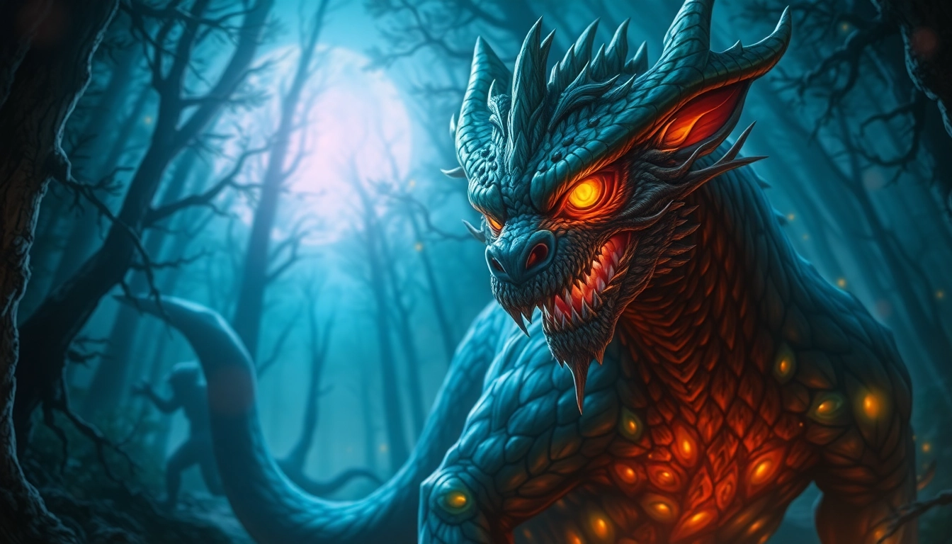 Visually striking depiction of 789f.monster showcasing its unique features amidst a mystical landscape for engaging visual content.