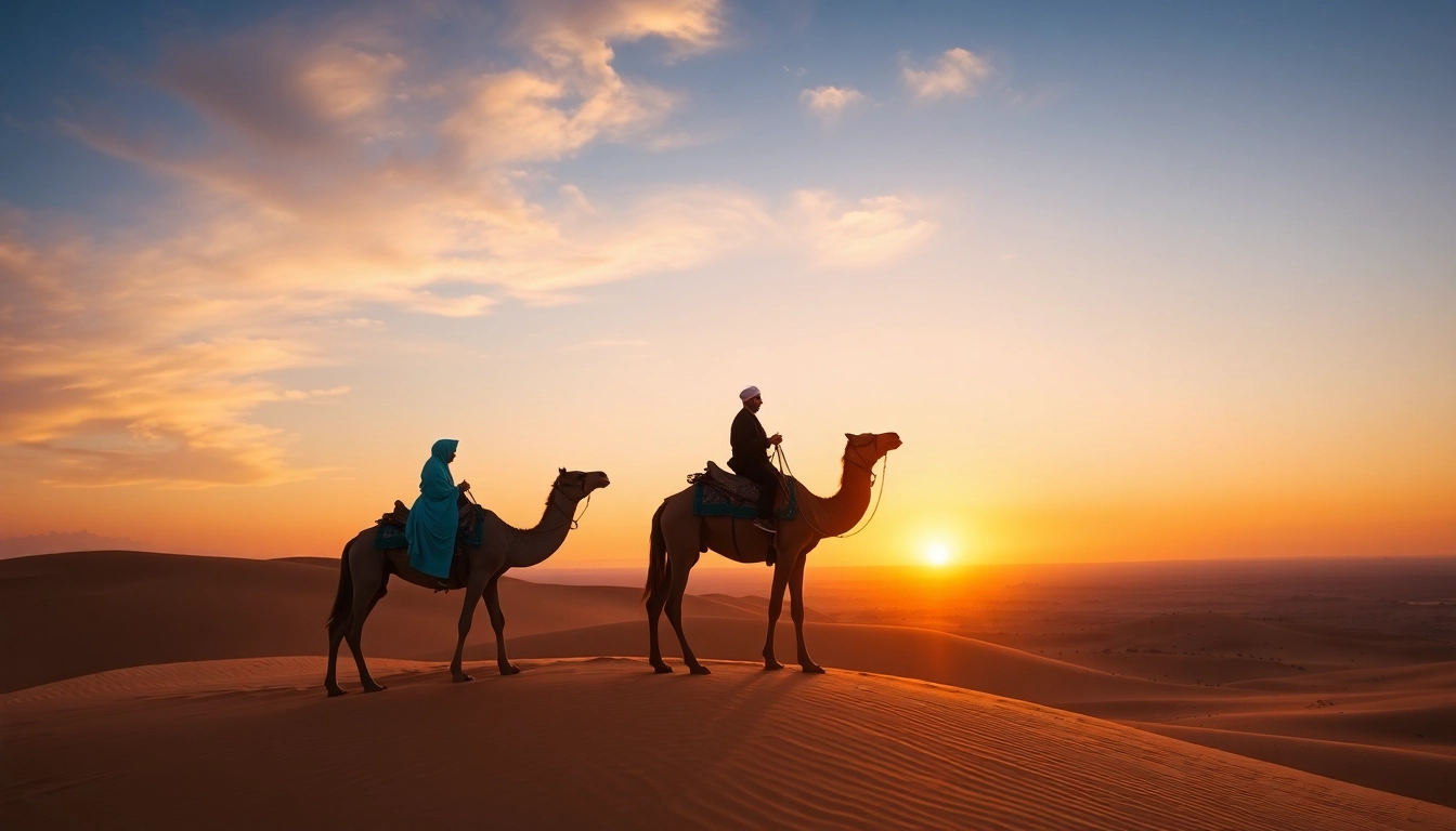 Family holiday in Morocco: Moroccan family riding camels across vast Sahara dunes, capturing adventure and culture.