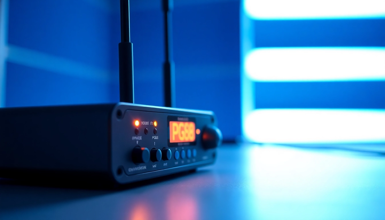 Enhanced PG88 wireless microphone receiver showcasing LED signals and dual outputs for professional sound setup.