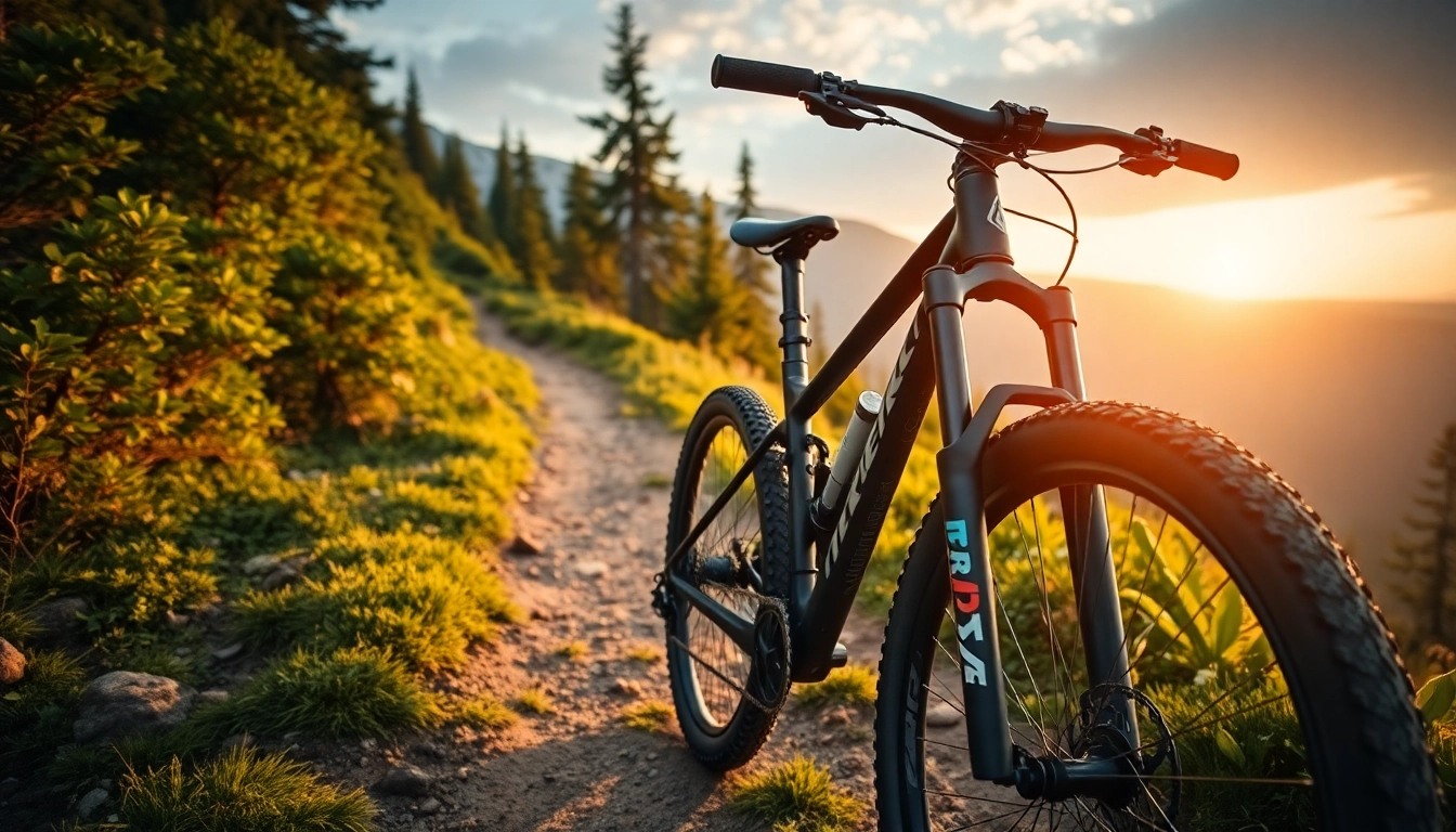 Trek mountain bike on a scenic forest trail, showcasing durability and adventure for outdoor cycling enthusiasts.