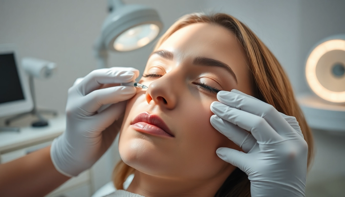 Administering Botox Behandlung in a tranquil clinic setting with a professional and patient interaction.