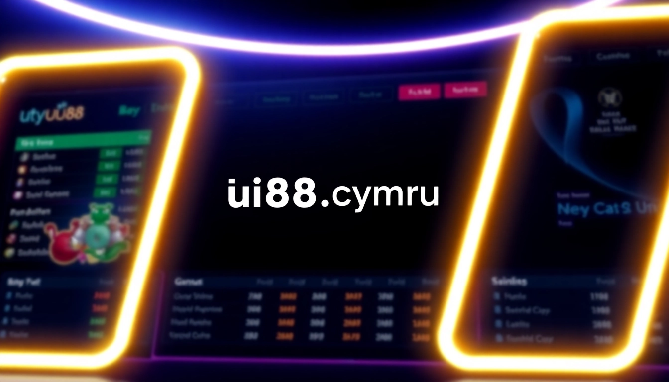 An action shot of an online betting platform showcasing uu88.cymru's user interface with vibrant colors and interactive features for gamblers.