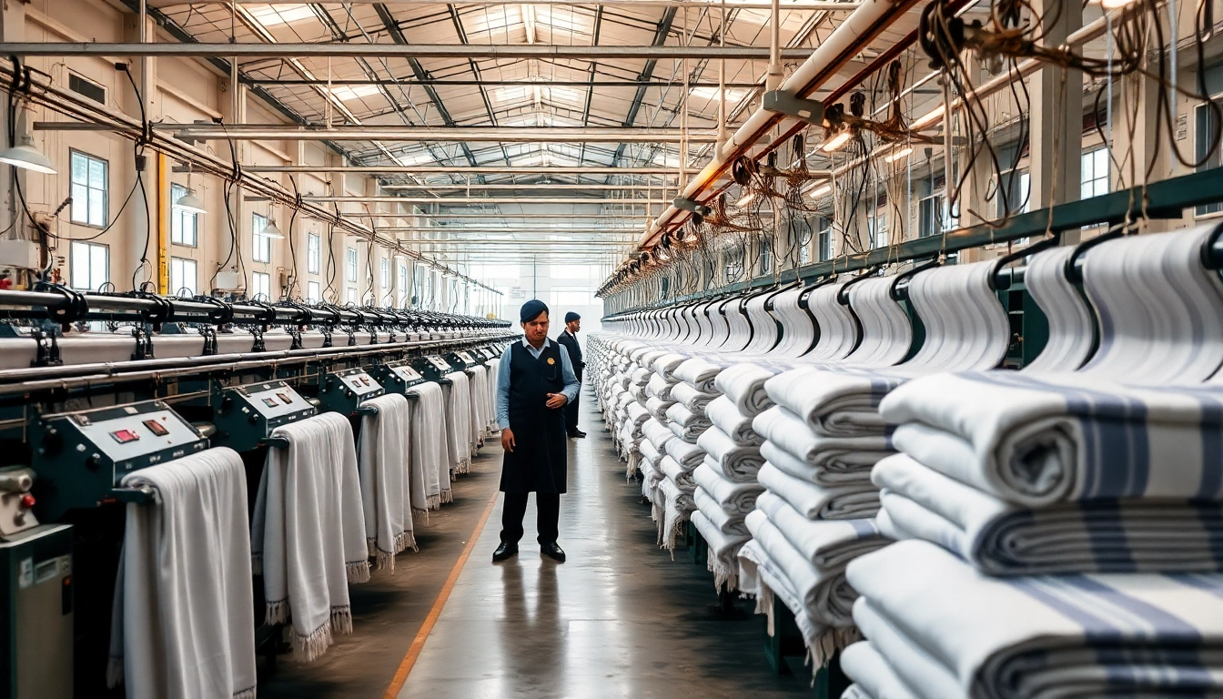 Efficient towel factory Pakistan producing high-quality terry towels with advanced machinery and skilled workers.
