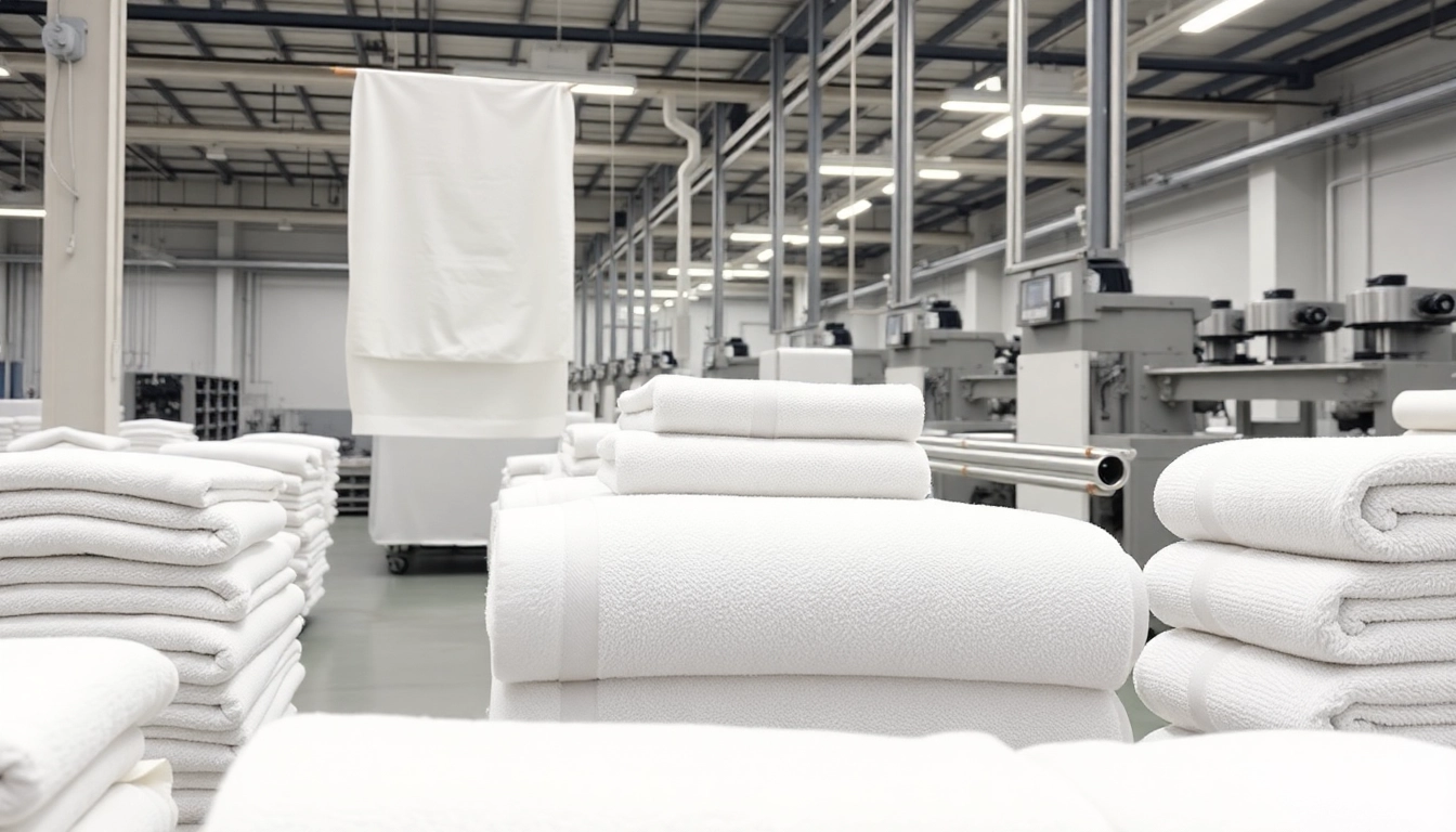 Premium towel factory Pakistan showcasing advanced manufacturing processes with high-quality textiles in a spacious, well-lit environment.