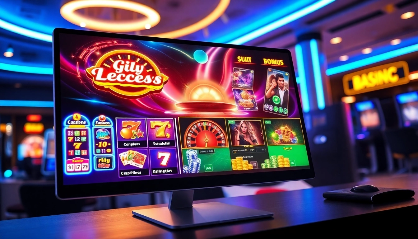 An engaging image of an online gaming platform with colorful games and a high-tech atmosphere.