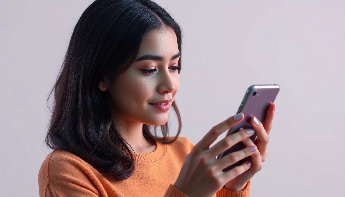 Ai girlfriend engages in a heartfelt chat on a smartphone, highlighting digital companionship and intimacy.
