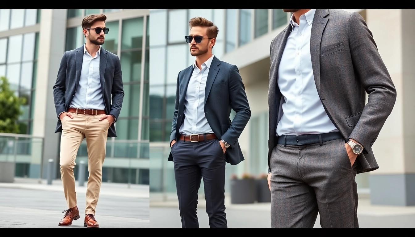 Stylish trousers for men displayed on a model in a casual urban setting, highlighting comfort and fit.