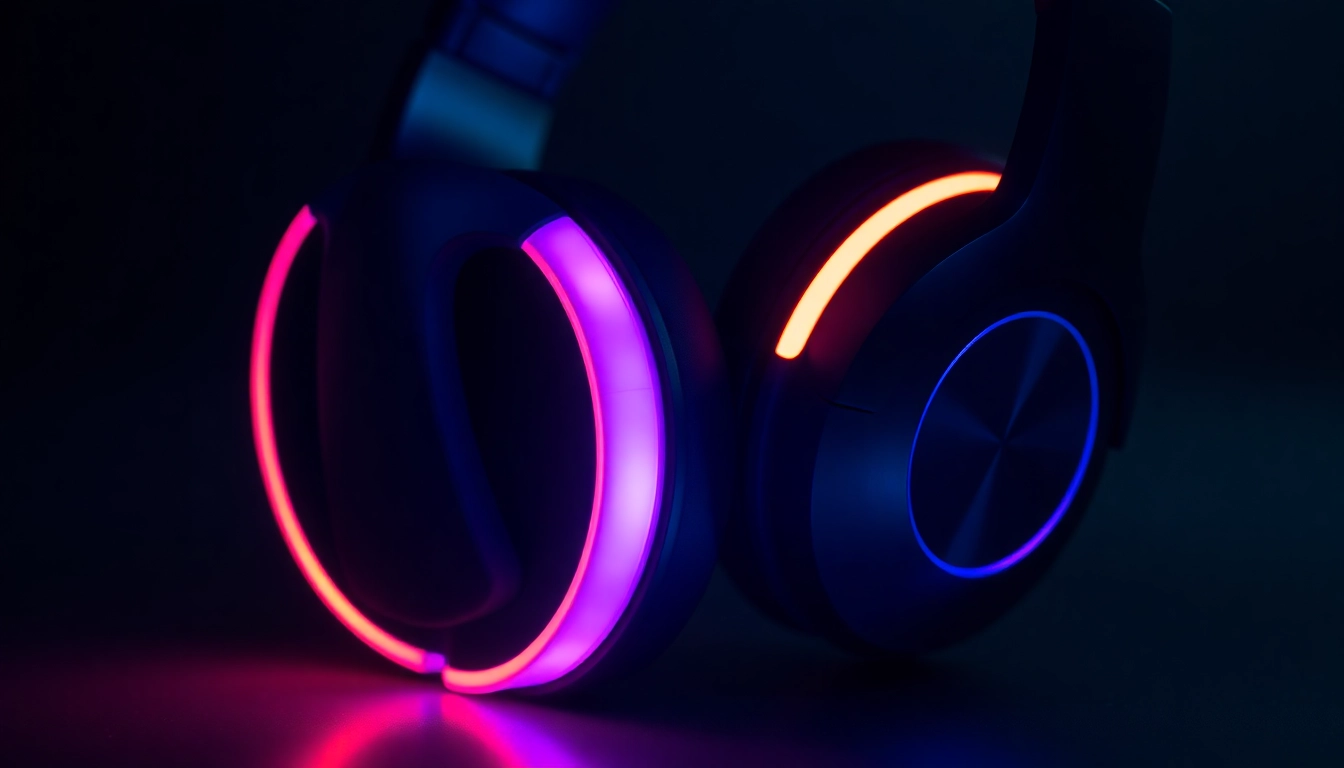 High-quality headphones with RGB lighting featuring comfortable ear cushions and advanced sound technology, perfect for immersive listening.