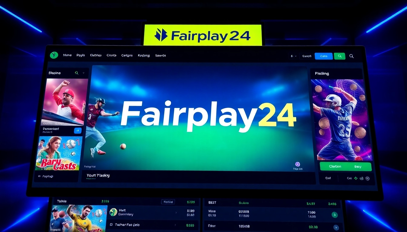 Fairplay24 online betting platform with sports graphics and user interface designed for