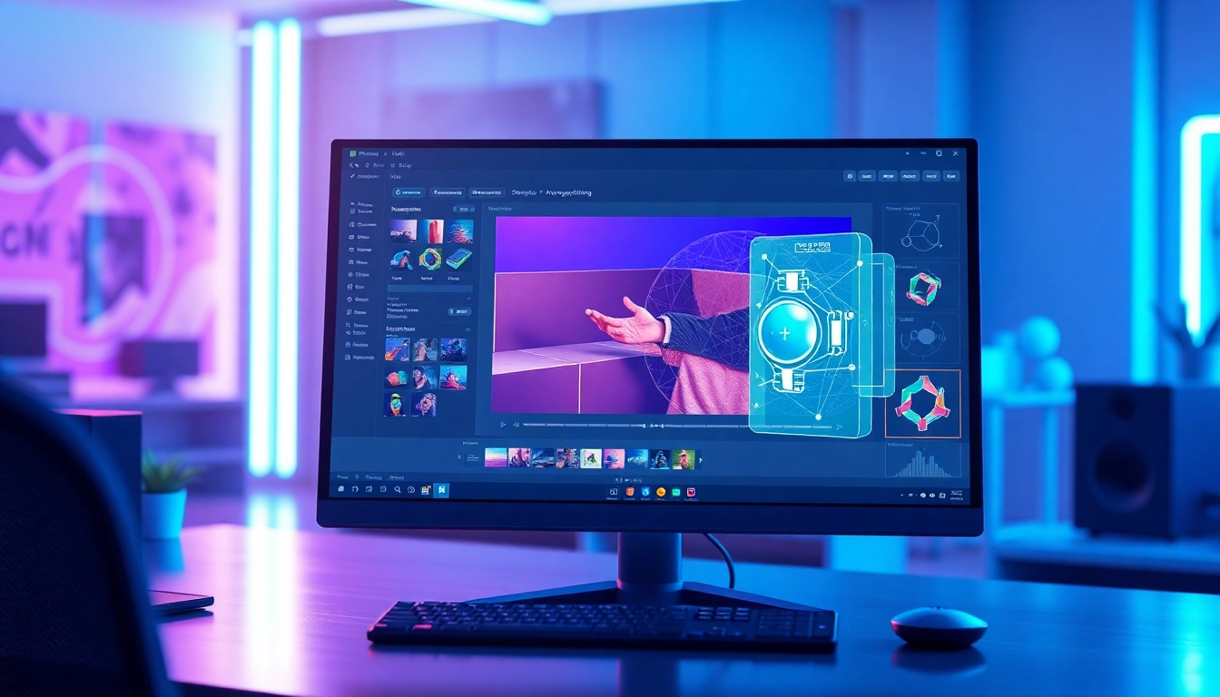 Futuristic workspace with Nano Banana AI interface showcasing advanced image editing features