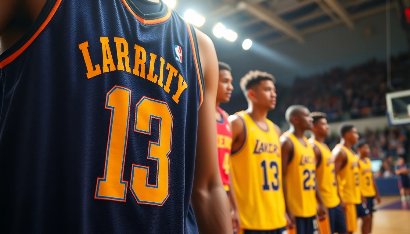 Modern basketball uniforms in vibrant colors with customized numbers, designed for performance on the court, capturing athletic style and team spirit.