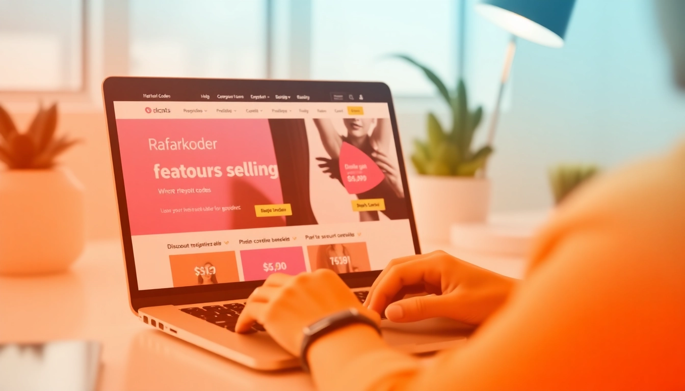 Online shopping with Rabattkoder discounts being applied on a laptop screen for smart savings