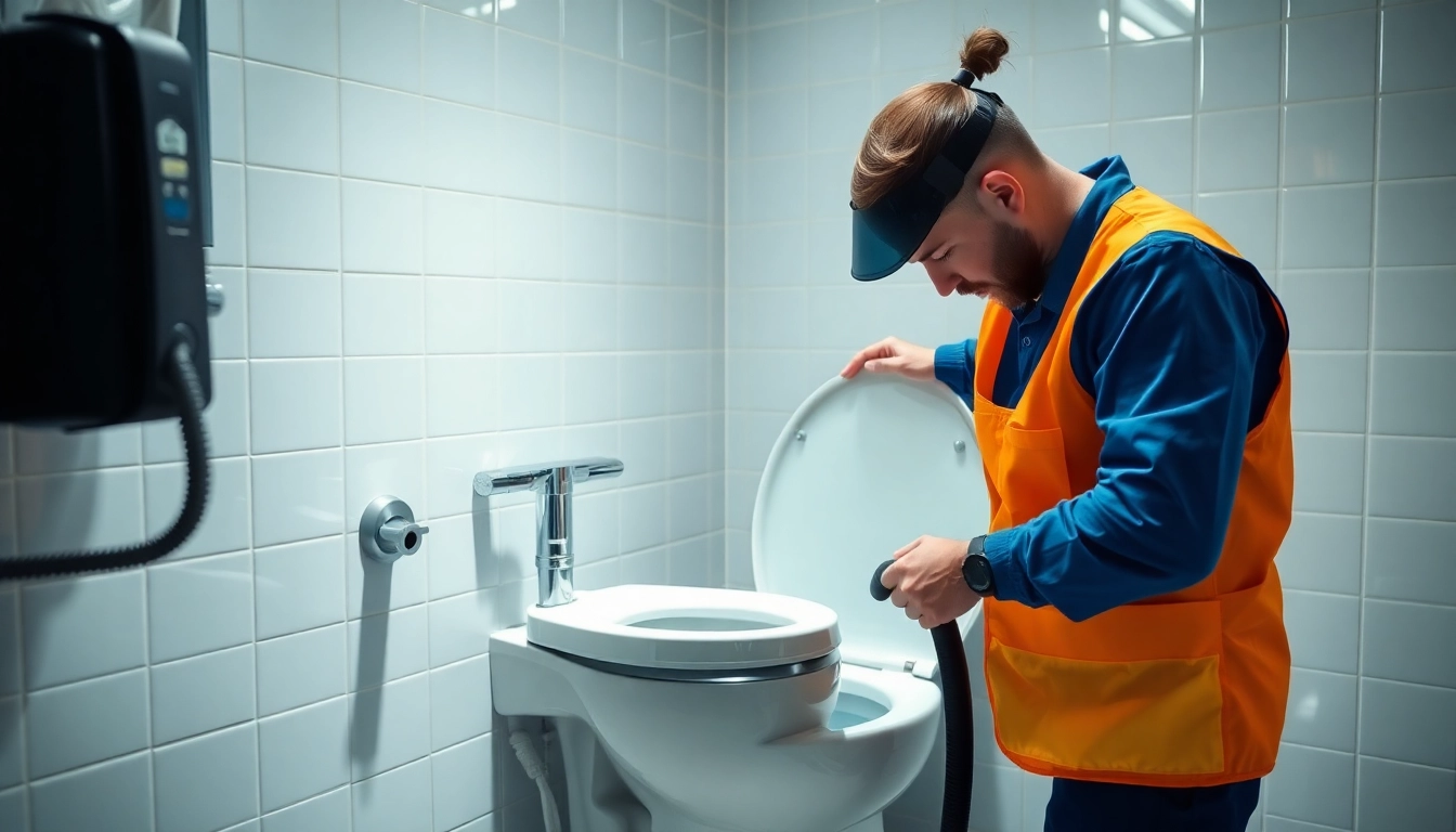 Professional team providing with high-quality equipment in a clean bathroom environment to