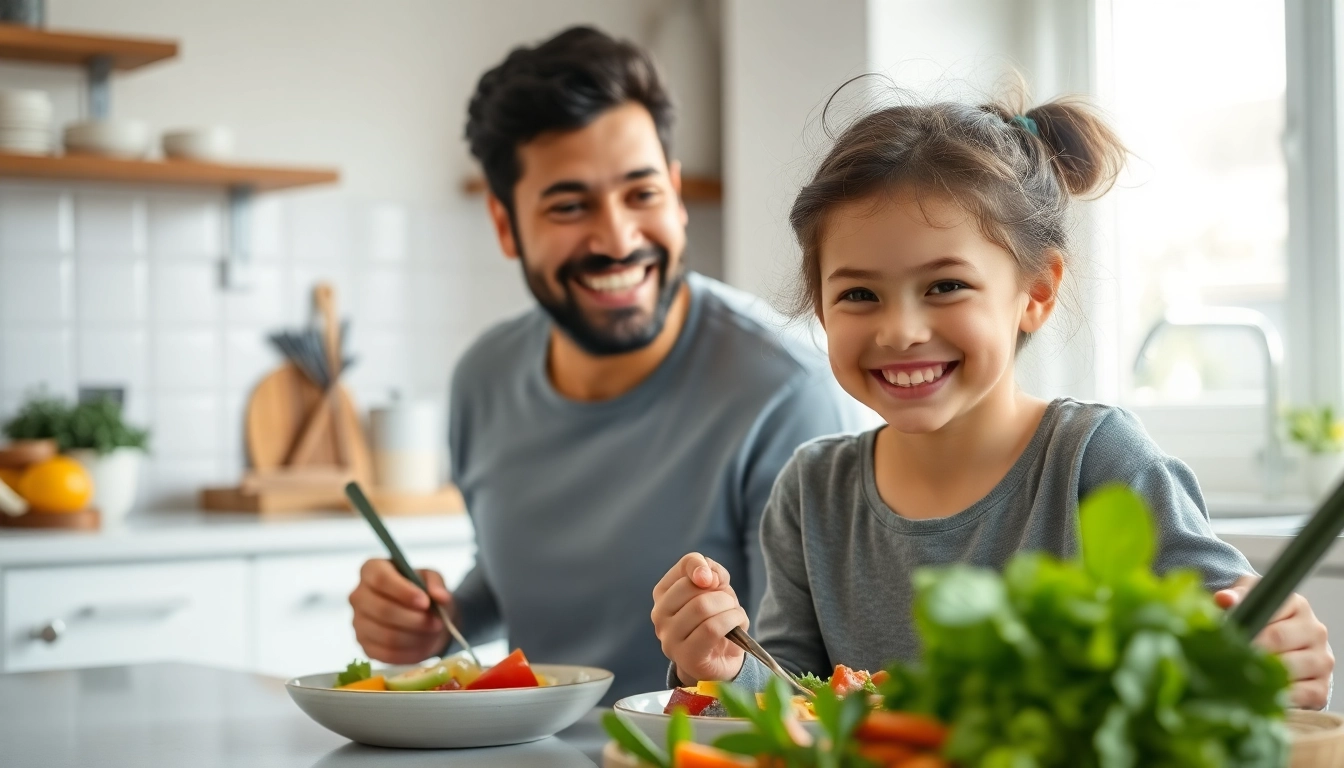 Healthy children eating nutritious Alimenti sani per bambini with a happy family in a cozy