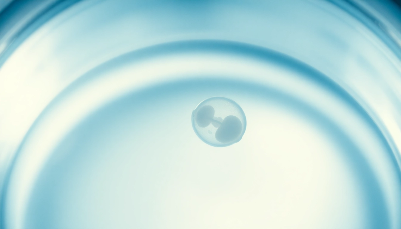 Advanced lab performing fecondazione in vitro with a fertilized embryo under microscope for
