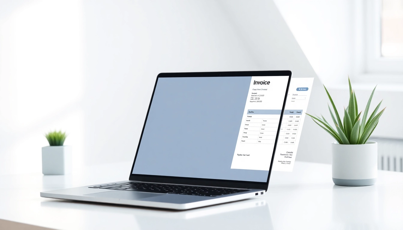 Efficient Invoice Gen process shown on screen in a clean workspace, highlighting speed and