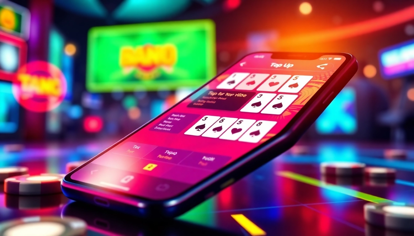 Secure top up domino transaction process with modern mobile devices and vibrant gaming visuals