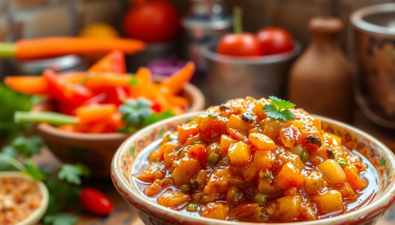 Appetizing shot of sweet bhelpuri chutney with fresh herbs and spices, emphasizing vibrant